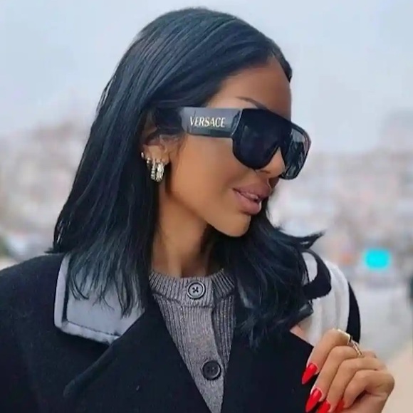 NEW VERSACE SUNGLASSES SHIELD BLACK UNISEX EYEWEAR VERSACE - Picture 5 of 8